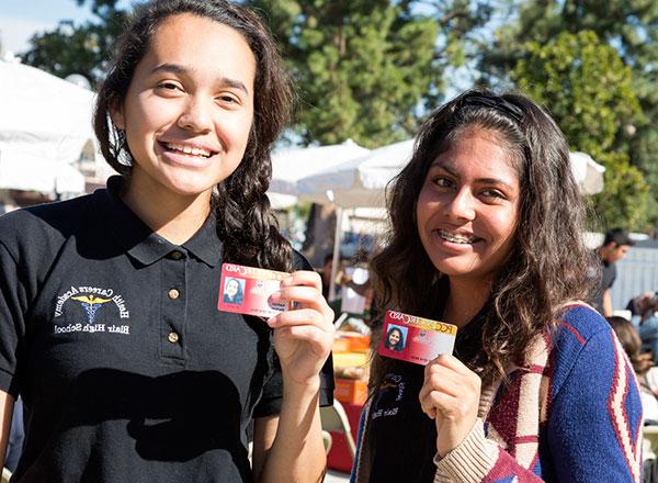 Pre-college students with IDs photo